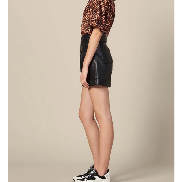 Sandro Leather Highwaisted Shorts - Picture 4 of 7